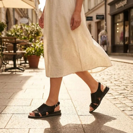 Women's black leather sandals Filippo DS4470