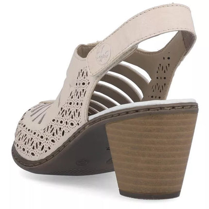 Rieker W RKR49B smėlio spalvos odinės aukštakulnės basutės