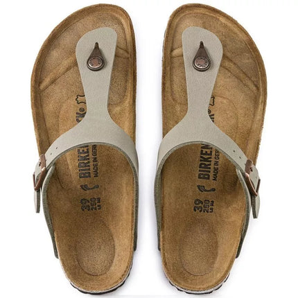 Birkenstock Gizeh Birko-Flor Nubuck Stone, Moteriški Šlepetės, Pilkšvai-Smėlinės, Reguliarus Plotis (43391)