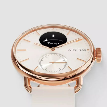 Withings ScanWatch 2 Hybrid Watch - Stainless Steel - Hybrid Smartwatch with Strap - Fluoroelastomer - Wrist Size: 146-211mm - Solid Color - Bluetooth - 34.6g - Sand