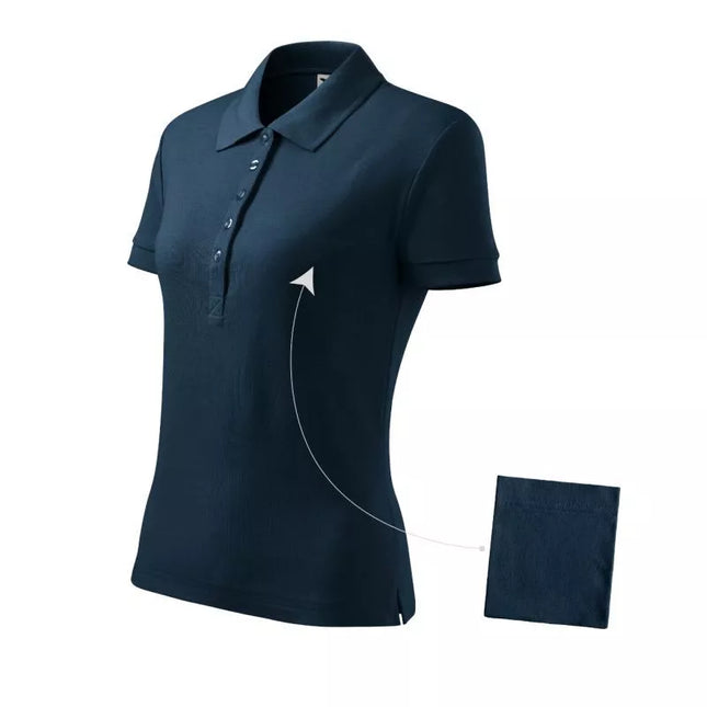 Malfini Cotton W MLI-21302 tamsiai mėlynas polo marškinėlis