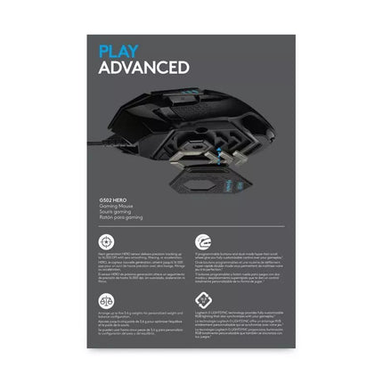 Logitech G502 Gaming HERO EU Pelė 910-005471 (optinis; 16000 DPI; juodas)