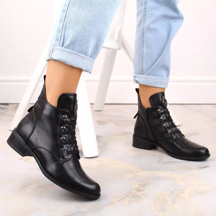 Jezzi W JEZ412A insulated flat ankle boots, black