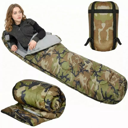 CAMO TOURIST SLEEPING BAG 210x80x50CM WITH ENERO CAMP COMPRESSION