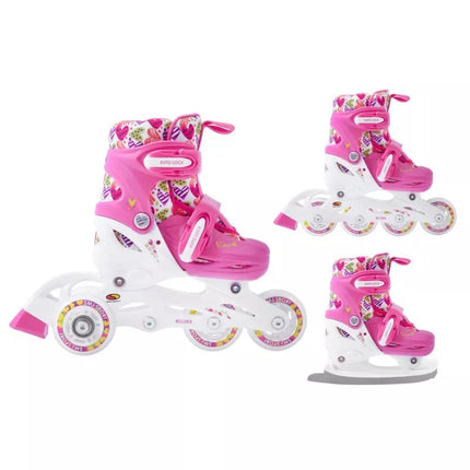 Riedučiai-ritučiai-pačiūžos reguliuojami Smj sport Combo Hearts 3in1 Led Jr HS-TNK-000011510