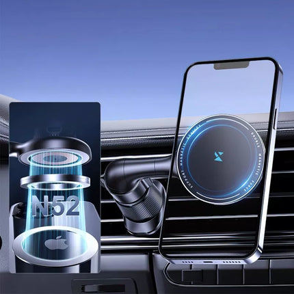 Wozinsky WCT5-6S4Y Automobilinis laikiklis su 15W Qi/MagSafe indukcine įkrova automobilio ventiliacijai - Juodas