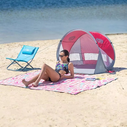 NILS CAMP NC3142 Self-Placing Beach Tent Red-Gray