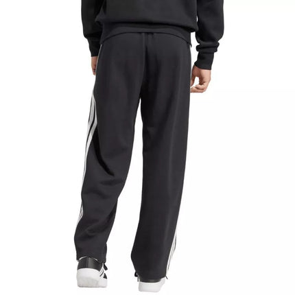 Vyriškos adidas Essentials Trijų Dryžių Fliso Kelnės Plačiomis Klešnemis Juodos JM1770