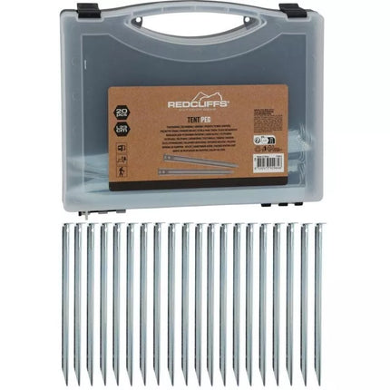 Metaliniai palapinės kuoliukai 23 cm, 20 vnt. rinkinys REDCLIFFS dėkle