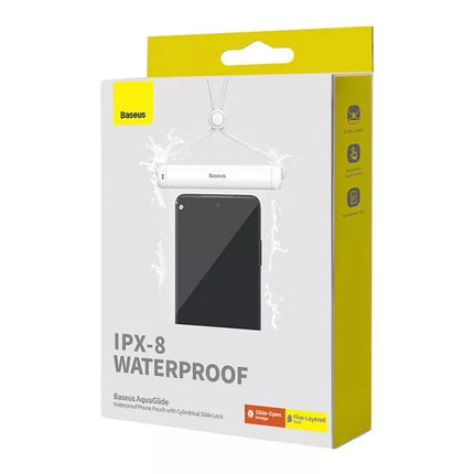 Baseus AquaGlide BS-PC030 dėklas atsparus vandeniui IPX8 su cilindriniu užsegimu - baltas