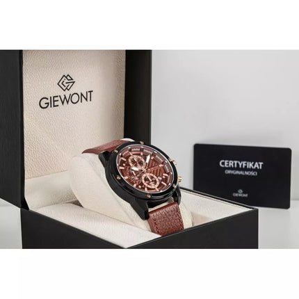 Men's Watch Giewont Chronograph Sapphire Black Brown GW8810-A3