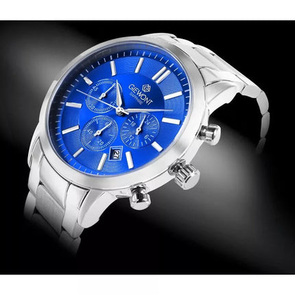 Vyriškas laikrodis Giewont Chronograph Safyro Sidabrinis Mėlynas GW8510-B3