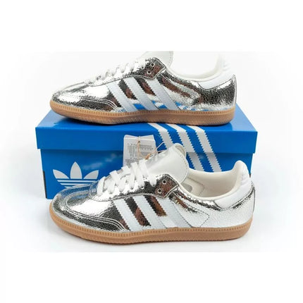 Adidas women's sports shoes Samba OG silver sneakers fashionable leather