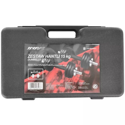 CAST IRON DUMBBELL 15 KG (2x7.5 KG) ENERO FIT CASE