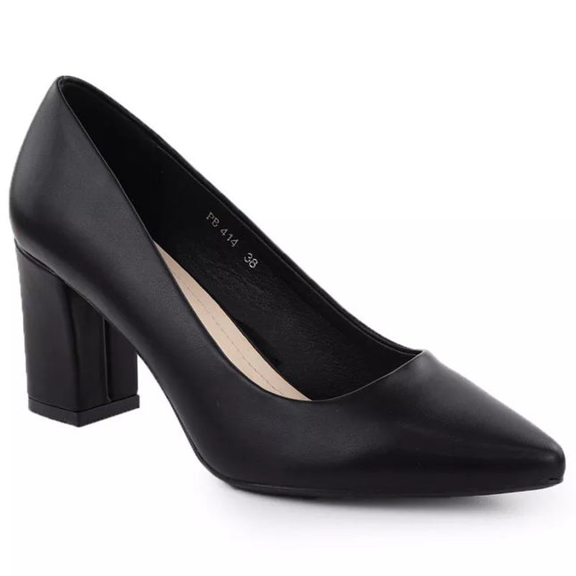 Sergio Leone PB414 women's black pumps with a block heel