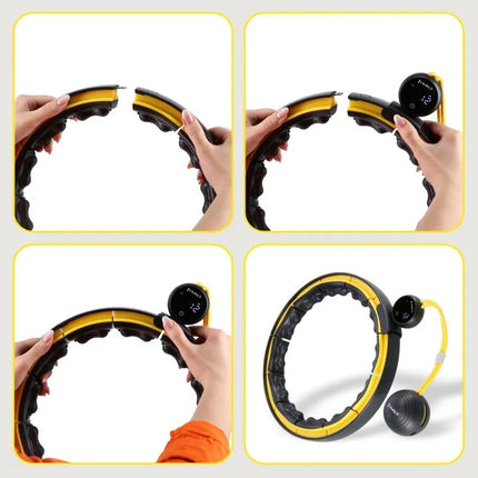 HHM21 HULA HOP BLACK/YELLOW WITH MAGNETS, TPE PROTECTION AND WEIGHT + HMS COUNTER
