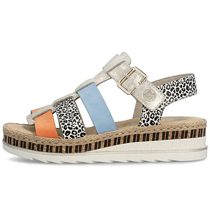 Rieker V7904-90 Women's Leather Wedge Sandals