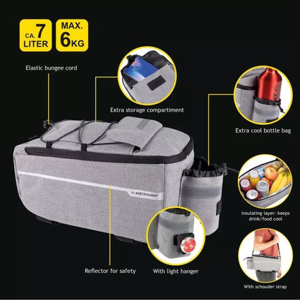 THERMAL BIKE BAG REAR MOUNT LUGGAGE RACK 7L DUNLOP