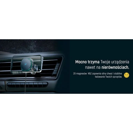 Wozinsky WCT5-Q6S2Y Automobilinis laikiklis su Qi/MagSafe 15W induktyviu įkrovikliu ventiliacijos grotelėms su ventiliatoriumi - Juodas
