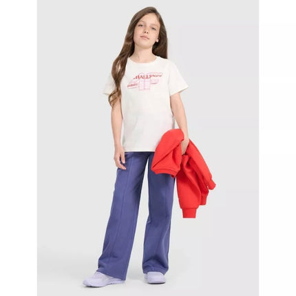 Girls' wide-leg sweatpants 4F 4FJRAW25TTROF1598-33S