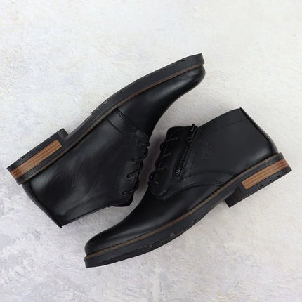 Men's leather ankle boots, unlined, black, Rieker14609-00