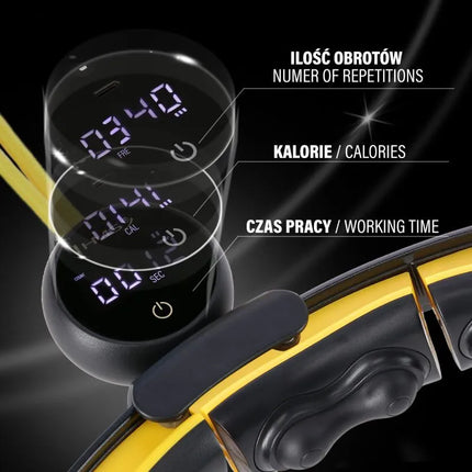 HHM21 HULA HOP BLACK/YELLOW WITH MAGNETS, TPE PROTECTION AND WEIGHT + HMS COUNTER