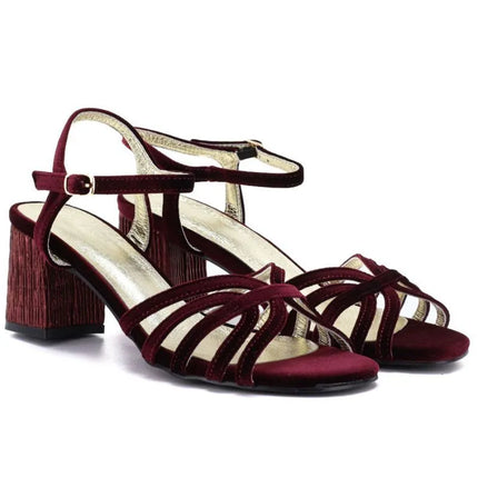 Women's Burgundy Block Heel Sandals D&A by S.Barski SR61-0102