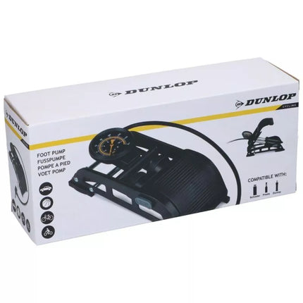 DUNLOP 2-PISTON FOOT PUMP WITH PRESSURE GAUGE BIKE CAR BALL