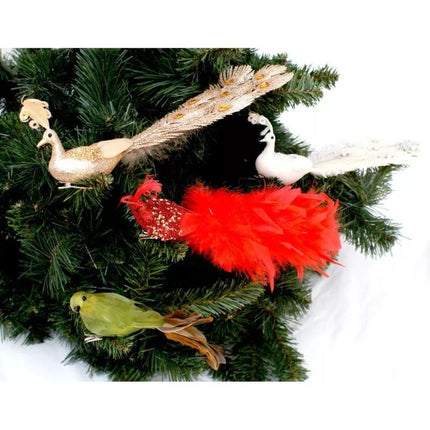 DECORATIVE BIRD ON A GREEN BAUBLE CLIP