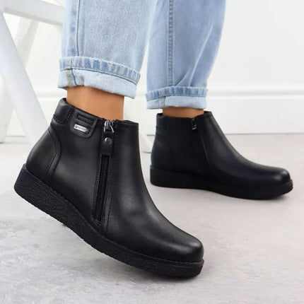 Women's insulated ankle boots with a raised heel, black, Sergio Leone BT25348-S
