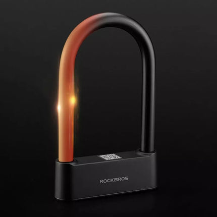 Rockbros 32210818001 SMART Bicycle Lock with Fingerprint Reader and Bluetooth Connectivity - Black