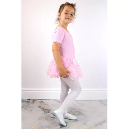 Jr. Nazo odiniai baleto šokių bateliai su elastiniais dirželiais, balti