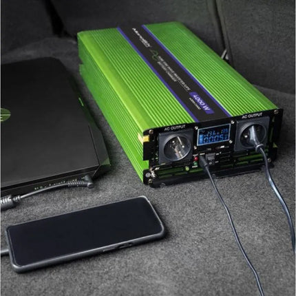 QOLTEC MONOLITH ĮTAMPOS KEITIKLIS | AKUMULIATORIAUS ĮKROVIKLIS | UPS | 2000W | 4000W | 12V Į 230V | GRYNAS SINUSAS | LCD