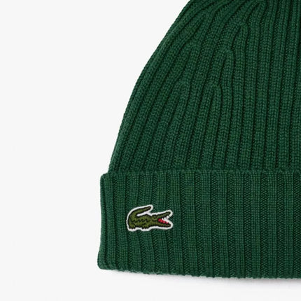 Lacoste Ribbed Wool Beanie Green - RB0001-132