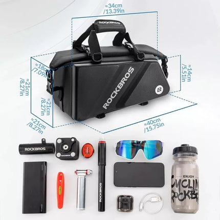 Rockbros 30140090001 dviračio tašė ant bagažinės 11,6 l - juoda
