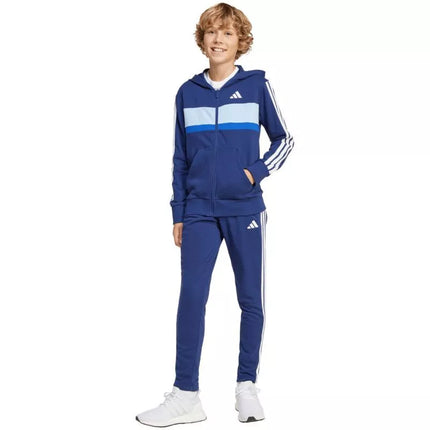 Vaikiškas adidas Seasonal Essentials Tiberio 3 juostelių terry audinio sportinis kostiumas, tamsiai mėlynas JI6035