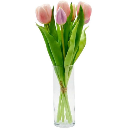 BOUQUET OF 7 PINK TULIPS 31 CM LIFE-LIKE SPRING DECORATION