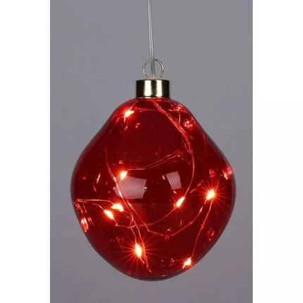 GLASS BALL MATRIX DROP LED 10CM RED