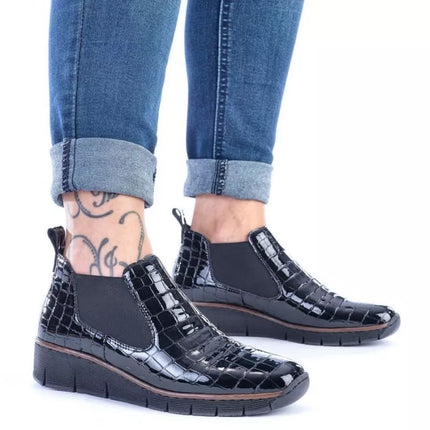 Rieker W R474 gyvatės odos aulinukai juodi