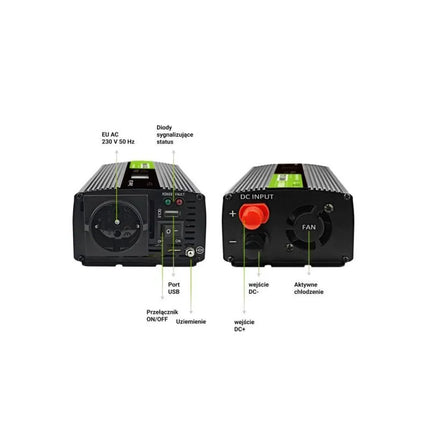 GREEN CELL LCD INVERTER 12V/230V 500W/1000W PURE SINE INVGC12P500LCD