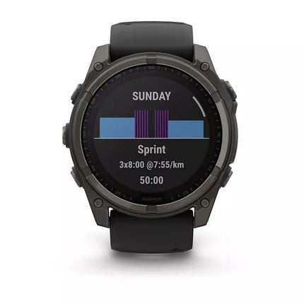 Garmin Fenix 8 Saulės safyrinis titano laikrodis Anglies pilka DLC juodas