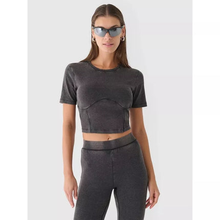 Women's crop top slim plain 4F 4FRAW24TTSHF2581-20S
