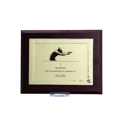 Plastic diploma with an engraved metal plate