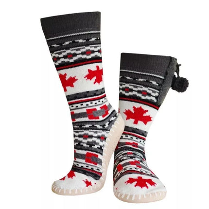 GLOVII HEATED SLIPPERS WITH SOCKS, SIZE 36-43, NORWEGIAN PATTERN, BATTERIES AND CHARGING CABLE INCLUDED, GQ4M