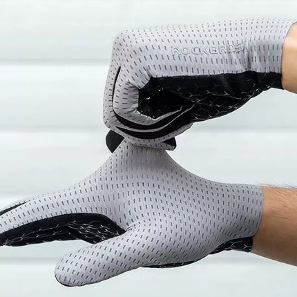 Rockbros Breathable Full Finger Cycling Gloves, Size: M - Gray