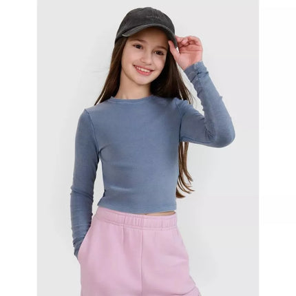 Longsleeve slim crop top plain girls 4F 4FJWSS25TLONF430-32S