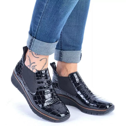 Rieker W R474 gyvatės odos aulinukai juodi