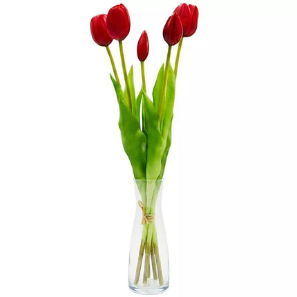 BOUQUET OF 5 RED TULIPS 39 CM LIKE LIFE SPRING DECORATION