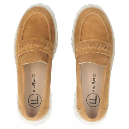Women's leather suede brogues, camel, Filippo DP7554