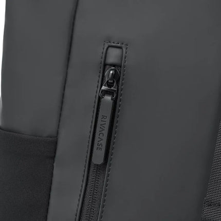 Rivacase Eden Backpack Roll-Up Backpack Black Polyester, Waxed Leather (Pull Up)